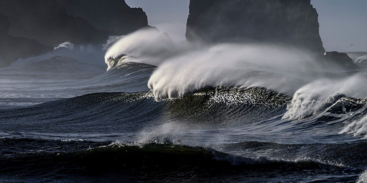 Heavy surf at First Beach, Quileute Reservation, Olympic Peninsula. Photo by Roger Mosley