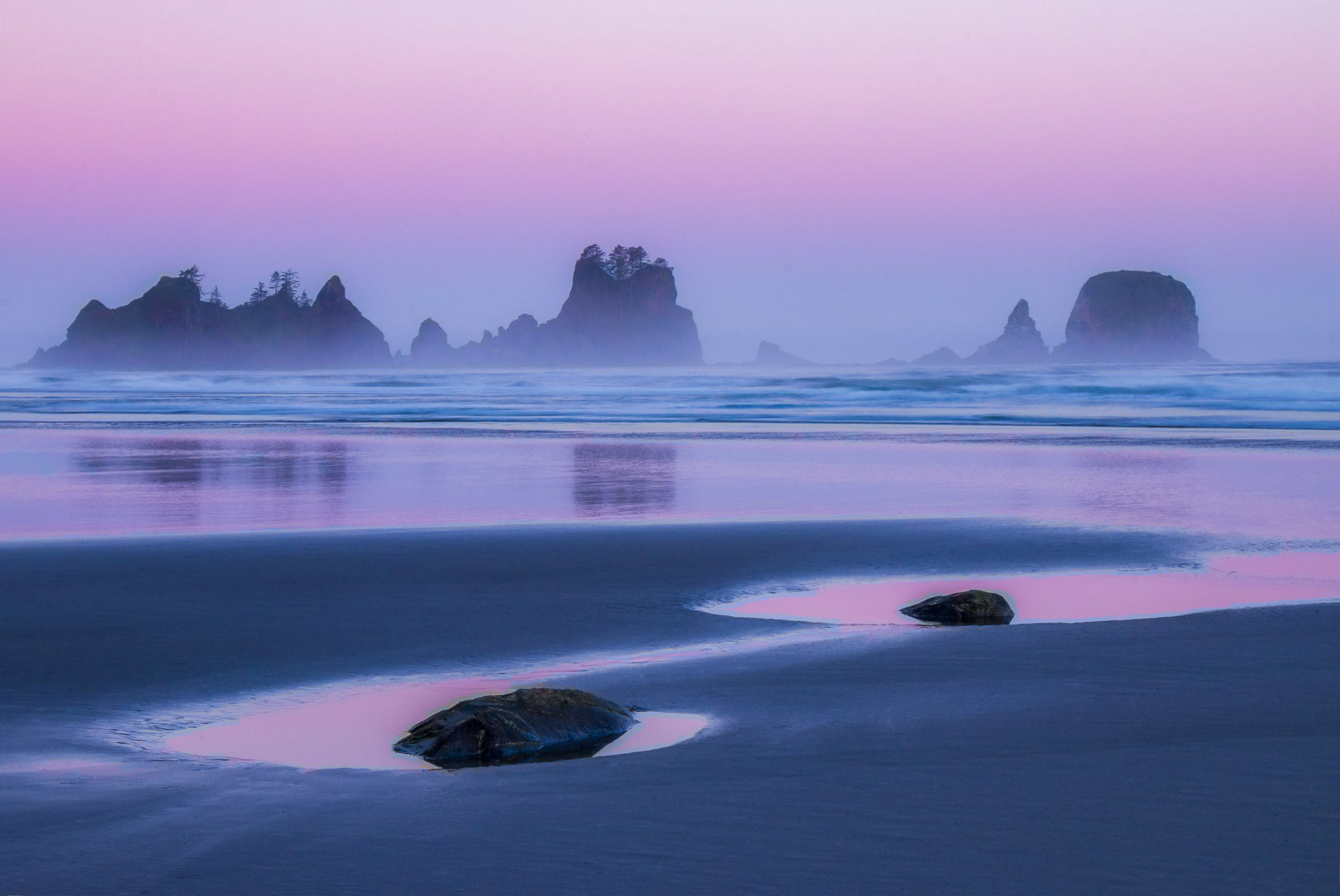 A deserted Shi Shi Beach at 5 o'clock AM, Olympic National Park.